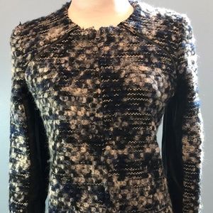 PARKER Black/Blue/White Tweed Zip Blazer Jacket